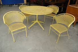 Vintage Painted Metal Salterini Style Patio Set Round Table With 4 Chairs Dining Chairs Patio Set Chair