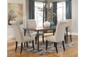Linen Tripton 5 Piece Dining Room View 1 Dining Room Chairs Upholstered Ashley Furniture Dining Room Dining Room Chairs