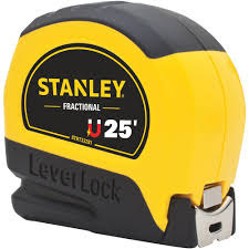 Leverlock tape measure features a magnetic tip, fractional markings and an automatic bottom lock for steady operation. Stanley Stht33281l Tape Measure 25 Leverlock Fractional With Magnetic Tip