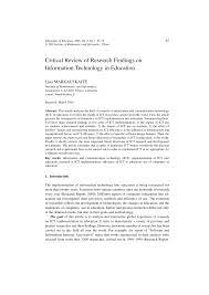 Article critique samples and examples are a good opportunity to make the writing process faster and simpler. Pdf Critical Review Of Research Findings On Information Technology In Education