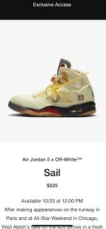 Download nike snkrs for android on aptoide right now! Off White X Air Jordan 5 Sail Early Access Release Snkrs App Complex