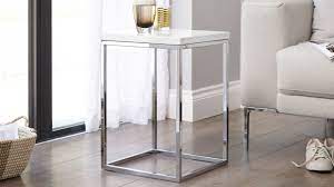 Acute White Gloss And Chrome Side Table Black Side Table Side Table White Table Top