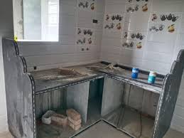 تصميم بلاط جدران المطبخ | منصة مطبخ | حوض مطبخ | غرينايت أسود | رخام |