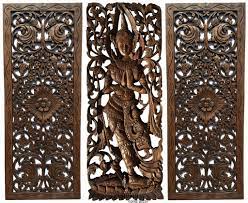 Multi Panels Oriental Bali Home Decor Wood Carved Floral Wall Art 35 5 X13 5 Set Of 3 Optional Designs Floral Wall Art Wood Wall Sculpture Traditional Wall Art