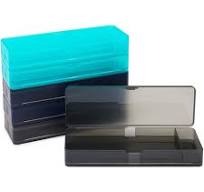 6 Pack Plastic Pencil Box Case with Slots, Clear Pen Container for  Organizing, Office Use, 3 Colors