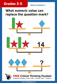 Free critical thinking puzzles with answers. Free Award Winning Critical Thinking Puzzles Sign Up Today Delivered Weekly To Your Inbox Choose Prek Grade Critical Thinking Math Patterns Balanced Math