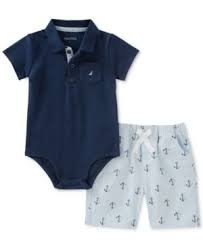 Nautica 2 Pc Polo Bodysuit Printed Shorts Set Baby Boys Blue 24 Months Baby Boy Preppy Outfits Preppy Baby Boy Outfits