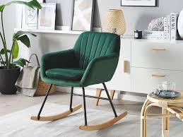 Beliani.de » living room » chairs » rocking chairs. Velvet Rocking Chair Emerald Green Liarum Beliani De