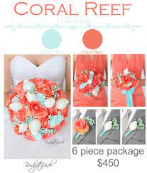 Maybe you would like to learn more about one of these? Coral Reef Davids Bridal Wedding Flowers Beach Ideas Sea Shells Tiffany Blue Spa Lake Wedding Bridal Wedding Flowers Beach Wedding Colors Coral Bouquet Wedding