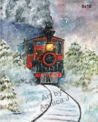 Watercolor Train Art Print Watercolor Snowy Landscape Winter - Etsy New  Zealand