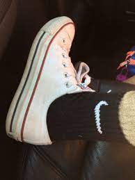 Tall Black Nike Socks With Flat White Converses Black Nike Socks Black Nikes White Converse