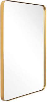 Amazonsmile Andy Star Gold Bathroom Mirror 22x30 Brushed Brass Metal Frame Rounded Corner Wall Wall Mounted Mirror Bathroom Mirror Frame Framed Mirror Wall