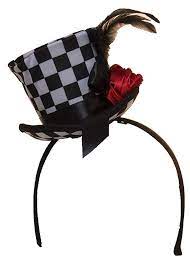 Amazon Com Checkered Mini Top Hat Headband With Feathers Flower Toys Games Mini Top Hat Feather Flower Top Hat