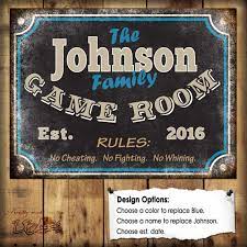 Personalized Family Game Room Decor Custom Family Name Sign Basement Wall Decor Rustic Metal Signs For Home Personal Sayings On Signs Game Room Family Game Room Signs Game Room