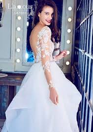 L Amour By Calla Blanche La 7281 Ball Gown With Open Back And Layers Long Sleeve Ball Gown Wedding Dress Wedding Dress Long Sleeve Layered Wedding Dresses