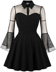 Wellwits Women S Keyhole Mesh Bell Long Sleeve Knee Swing Cocktail Dress 4xl At Amazon Women S Clothing Store Mini Dress Vampire Dress Fit And Flare Dress