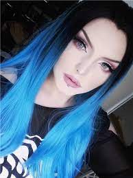 Magical Electric Blue Long Straight Synthetic Lace Front Wig Blue Hair Dark Hair Styles Electric Blue Hair