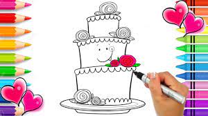 Free printable cake templates of tiered cake coloring coloring pages. Three Tier Cake Coloring Page With Rainbow Sprinkles Cake Coloring Book Step By Step Easy Youtube