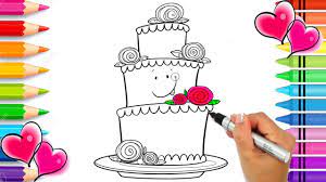 Place the second portion in a bowl with the pink food coloring and stir to combine. Three Tier Cake Coloring Page With Rainbow Sprinkles Cake Coloring Book Step By Step Easy Youtube