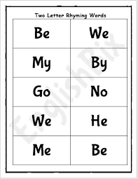 These are our most challenging kindergarten worksheet on rhyming words; Two Letter Rhyming Words Printable Flashcards Englishbix