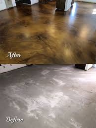 Knotty Wood Custom Concrete Staining Before And After Stained Concrete Concrete Floors Concrete Stained Floors