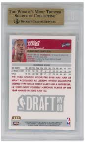 Of the lebron james rookie cards with horizontal layouts, this one might be my favorite in terms of design. Lot Detail Lebron James 2003 Topps Chrome Rookie Card 111 Bgs Graded Gem Mint 9 5
