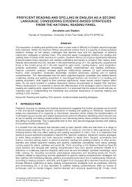 Pdf Proficient Reading And Spelling In English As A Second Language Considering Evidence Based Strategies From The National Reading Panel