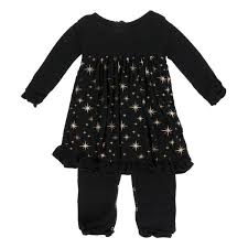 Kickee Pants Holiday Long Sleeve Dress Romper In Rose Gold Bright Stars Shop Sugarbabies For Your Favorite Baby Bamboo Outfits