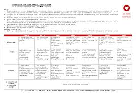 Meal Plan Charts Weight Loss Templates At