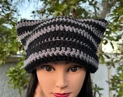 Cat Ear Beanie Grey and Black