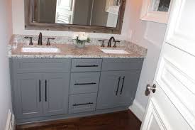 Grey Shaker Cabinets With Oil Rubbed Bronze Pulls And Faucets Dallas White Granite Grey Bathroom Cabinets Grey Bathrooms Trendy Bathroom