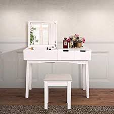 Jiasting Vanity Beauty Station Dresing Table Vanity Set With Flip Top Mirror 1 Large Organization 2 Drawers Makeu Dressing Table Set Vanity Table Writing Desk