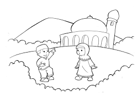 Cara belajar menggambar dan mewarnai gambar kartun muslim/muslimah . Kumpulan Gambar Mewarnai Masjid Untuk Anak Paud Dan Tk Islami Anak Sd Islami
