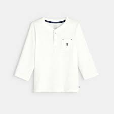 Modern fashion with an edge. T Shirt Col Tunisien Blanc Bebe Garcon Okaidi Obaibi
