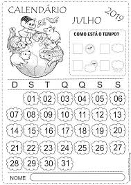 Calendario Para Educação Infantil Para Imprimir Ideia Criativa Educacao Infantil Gi Carvalho Calendario Julho 2019 Para Imprimir E Colorir Calendario Julho Atividades Com Calendario Atividades Letra I