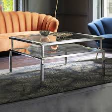 Henn&hart satin nickel round clear glass coffee table, 35, silver. Silver Adana Glass Top Coffee Table Temple Webster
