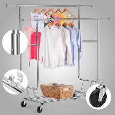 Mysbiker car clothes rack,car clothes hanger bar,retractable vehicle clothing rack hanger rod for travel or garment cloths, expandable 36 to 60,max holds up to 50 lbs. Yaheetech Commercial Grade Garment Rack Rolling Collapsible Rack Hanger Holder Heavy Duty Double Rail Clothes Rack Extensible Clothes Hanging Rack 2 Omni Direct In 2021 Clothes Hanging Rack Rolling Garment Rack Garment Racks