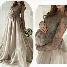 2017 Satin Sheer Maternity Evening Dresses Long Sleeve Appliques Prom Party Gown Vestidos De Noche De Maternidad Vestidos Embarazadas Boda Ropa Bonita Para Embarazadas