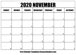 November 2020 Calendar Free Calendar Template Calendar Template Printable Calendar Template