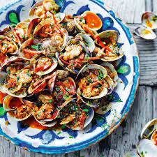 clams with sherry and serrano ham recipe tapas recipes seafood recipes food