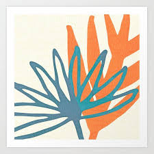 Buy Mid Century Nature Print Teal And Orange Art Print By Kristiangallagher Worldwide Shipping Available At Societ Metal Art Prints Orange Art Nature Prints