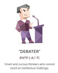 Entp personality traits dropcapt/dropcaphe entp personality belongs to the rational temperament group they enjoy engaging in debate and the art of winning arguments for it's own … Entp Debator Entp Personality Mbti