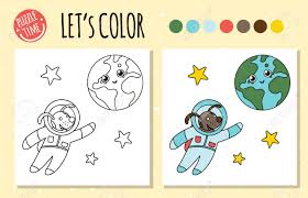 Search through 623,989 free printable colorings at getcolorings. Coloring Book With Astronaut And Earth Space Coloring Page For Royalty Free Cliparts Vectors And Stock Illustration Image 126718659