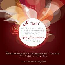 Kun Is An Arabic Word Referring To The Act Of Manifesting Existing Or Being Kun Fayakun Be And It Is كن كن ف Arabic Words Daily Encouragement Words
