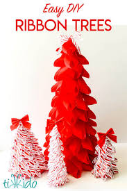 Cut out letters spelling a christmas greeting, and secure them to the containers with tape. Easy Diy Ribbon Christmas Trees Holiday Decor Tikkido Com