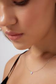 14K Solid White Gold Minimalist Diamond Heart Necklace