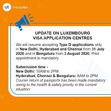 Vfs Global On Twitter We Have An Important Announcement On The Resumption Of Type D Application Submissions At Our Luxembourg Visa Application Centres In New Delhi Hyderabad Chennai And Bengaluru To Schedule