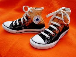 Black And Orange Converse High Tops Clearance Sale Black Converse High Top Dip Bleached Ombre Chucks Upcycled All Star Sneakers Fire Orange Black Converse Black High Top Converse Star Sneakers