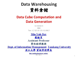 The core of multidimensional data analysis is the efficient computation of aggregations across many sets of dimensions. Data Warehousing Data Cube Computation And Data Generation