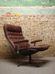 Vintage Danish Brown Leather Swivel Armchair Retro Chair 1960s Retro Chair Dining Room Chair Cushions Outdoor Dining Chair Cushions